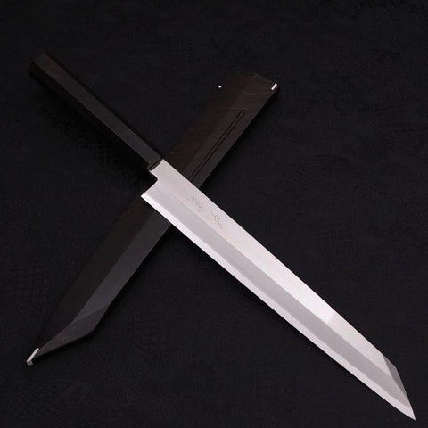 Yanagi Kiritsuke Sliver steel #3 Miroir Manche Buffle et Ébène 270mm-[Musashi]-[Couteaux de cuisine japonais]