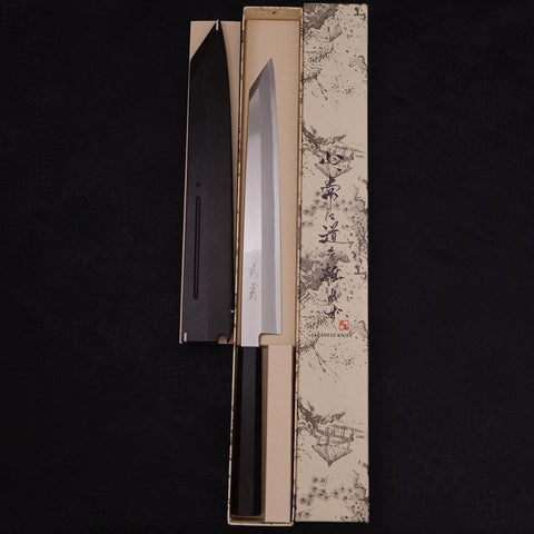 Yanagi Kiritsuke Sliver Steel #3 Miroir Manche en Buffle et Ébène 270mm-[Musashi]-[Couteaux de cuisine japonais]