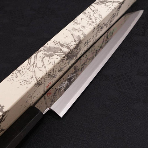 Yanagi Kiritsuke Sliver Steel #3 Miroir Manche en Buffle et Ébène 270mm-[Musashi]-[Couteaux de cuisine japonais]