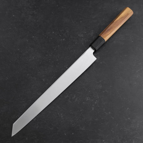 Yanagi Kiritsuke White Steel #2 Kasumi Manche en Buffle et Bois de Teck 270mm-[Musashi]-[Couteaux de cuisine japonais]