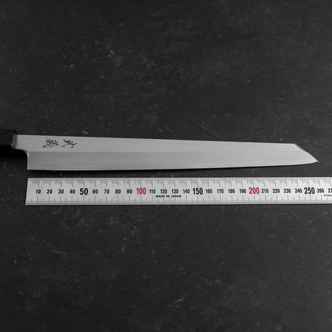 Yanagi Kiritsuke White Steel #2 Kasumi Manche en Buffle et Bois de Teck 270mm-[Musashi]-[Couteaux de cuisine japonais]