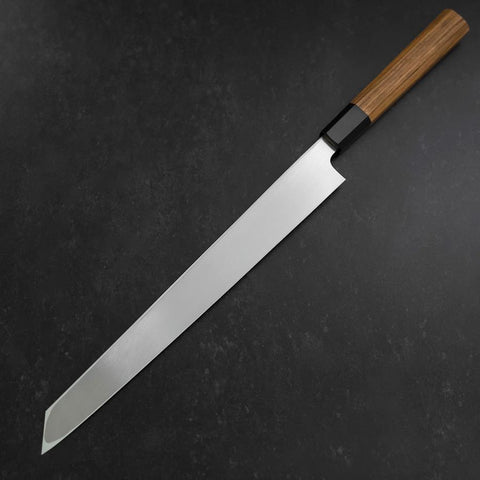 Yanagi Kiritsuke White steel #2 Kasumi Manche en Buffle et Bois de Teck 300mm-[Musashi]-[Couteaux de cuisine japonais]