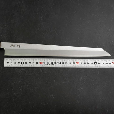 Yanagi Kiritsuke White steel #2 Kasumi Manche en Buffle et Bois de Teck 300mm-[Musashi]-[Couteaux de cuisine japonais]