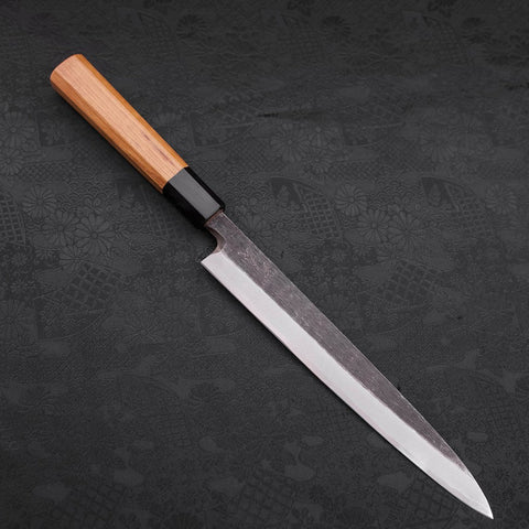 Yanagiba AUS-10 Kurouchi Manche en Buffle et Bois de Teck 225mm-[Musashi]-[Couteaux de cuisine japonais]