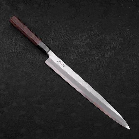 Yanagiba AUS-10 Poli Manche en Buffle et Bois de Wengé 300mm-[Musashi]-[Couteaux de cuisine japonais]
