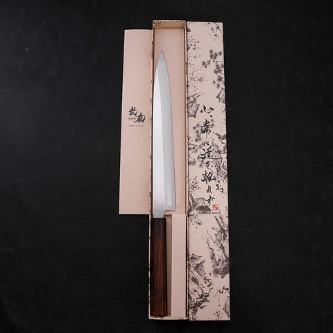 Yanagiba AUS-8 Poli Manche Urushi Pourpre 270mm-[Musashi]-[Couteaux de cuisine japonais]