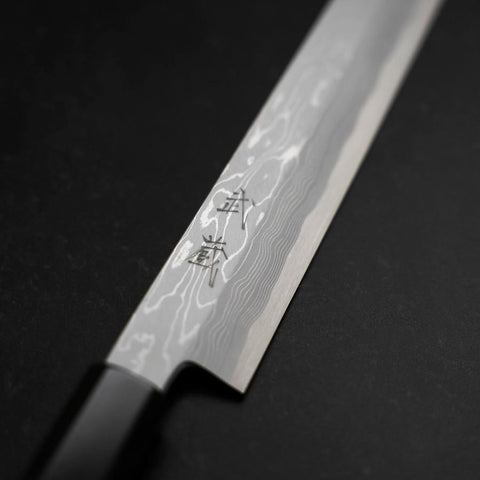 Yanagiba Blue Steel #1 Suminagashi Manche en Buffle et Ébène avec Saya 270mm-[Musashi]-[Couteaux de cuisine japonais]