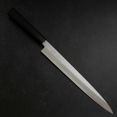 Yanagiba Blue Steel #1 Suminagashi Manche en Buffle et Ébène avec Saya 270mm-[Musashi]-[Couteaux de cuisine japonais]