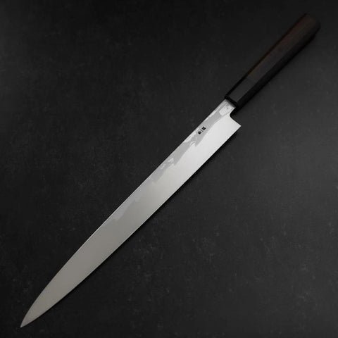 Yanagiba Blue Steel #1 Suminagashi Manche en Buffle et Ébène avec Saya 330mm-[Musashi]-[Couteaux de cuisine japonais]