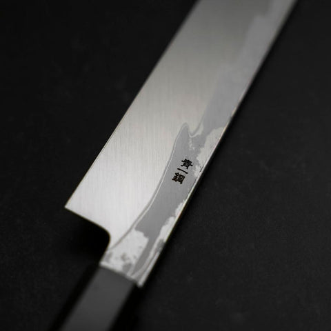 Yanagiba Blue Steel #1 Suminagashi Manche en Buffle et Ébène avec Saya 330mm-[Musashi]-[Couteaux de cuisine japonais]