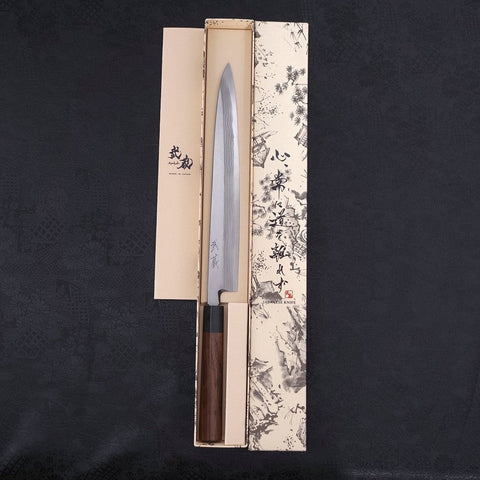 Yanagiba Blue Steel #2 Damas Manche en Bois de Rose 270mm-[Musashi]-[Couteaux de cuisine japonais]