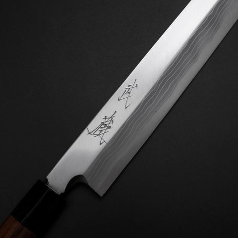 Yanagiba Blue Steel #2 Damas Manche en Bois de Rose 330mm-[Musashi]-[Couteaux de cuisine japonais]