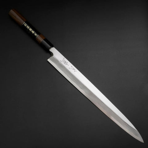 Yanagiba Blue Steel #2 Damas Manche en Bois de Rose 330mm-[Musashi]-[Couteaux de cuisine japonais]