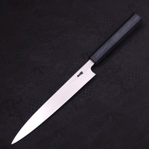 Yanagiba Blue Steel #2 Kasumi Manche Urushi Bleu Sombre 210mm-[Musashi]-[Couteaux de cuisine japonais]