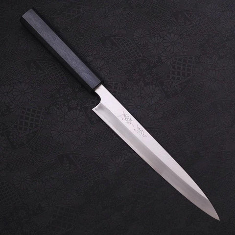 Yanagiba Blue Steel #2 Kasumi Manche Urushi Bleu Sombre 210mm-[Musashi]-[Couteaux de cuisine japonais]