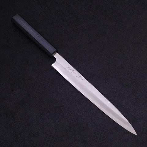 Yanagiba Blue Steel #2 Kasumi Manche Urushi Bleu Sombre 240mm-[Musashi]-[Couteaux de cuisine japonais]