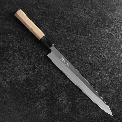 Yanagiba Blue Steel #2 Kasumi Manche en Buffle et Magnolia 240mm-[Musashi]-[Couteaux de cuisine japonais]