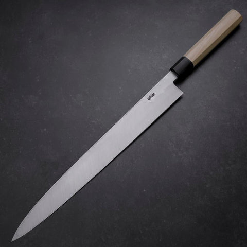 Yanagiba Blue Steel #2 Kasumi Manche en Buffle et Magnolia 330mm-[Musashi]-[Couteaux de cuisine japonais]