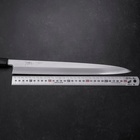 Yanagiba Blue Steel #2 Kasumi Manche en Buffle et Magnolia 330mm-[Musashi]-[Couteaux de cuisine japonais]