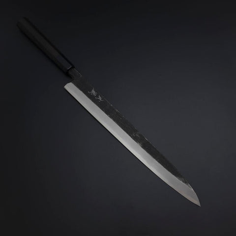 Yanagiba Blue Steel #2 Kurouchi Buffalo Ebony Handle 290mm (11.4”)-[Musashi]-[Couteaux de cuisine japonais]
