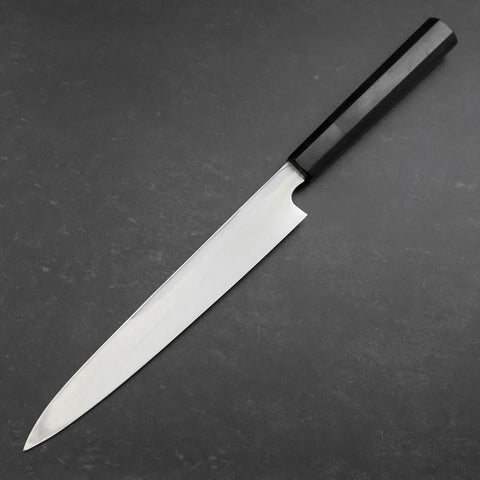 Yanagiba Blue Steel #2 Kurouchi Chokin Sakura-Fuji Manche en Buffle et Ébène 210mm-[Musashi]-[Couteaux de cuisine japonais]