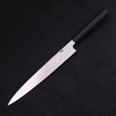Yanagiba Blue Steel #2 Kurouchi Chokin Sakura-Fuji Manche en Buffle et Ébène 240mm-[Musashi]-[Couteaux de cuisine japonais]