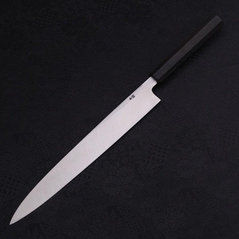 Yanagiba Blue Steel #2 Kurouchi Chokin Sakura-Fuji Manche en Buffle et Ébène 270mm-[Musashi]-[Couteaux de cuisine japonais]