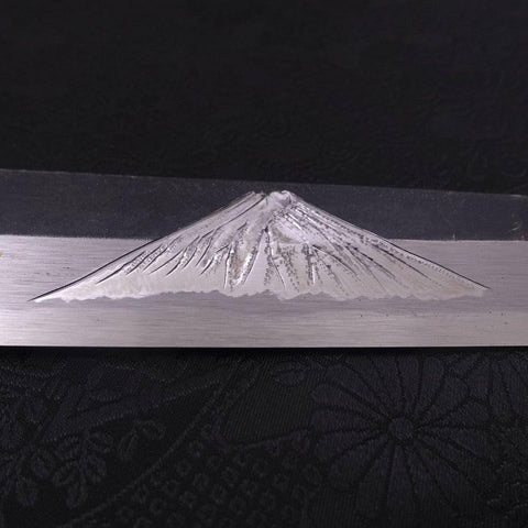 Yanagiba Blue Steel #2 Kurouchi Chokin Sakura-Fuji Manche en Buffle et Ébène 270mm-[Musashi]-[Couteaux de cuisine japonais]