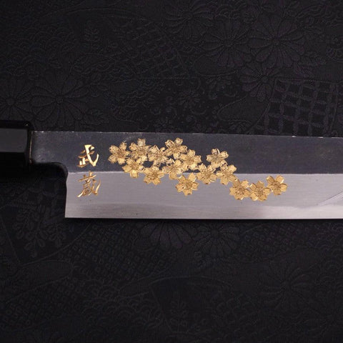 Yanagiba Blue Steel #2 Kurouchi Chokin Sakura-Fuji Manche en Buffle et Ébène 300mm-[Musashi]-[Couteaux de cuisine japonais]