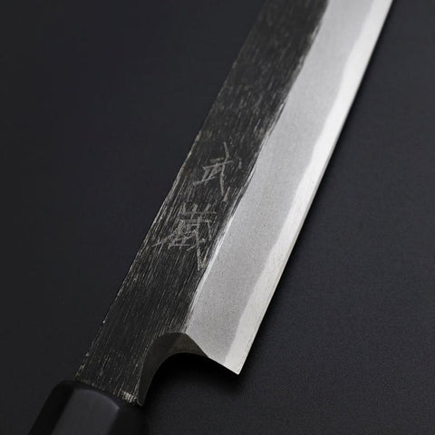 Yanagiba Blue Steel #2 Kurouchi Manche en Buffle et Ébène 200mm-[Musashi]-[Couteaux de cuisine japonais]