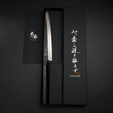 Yanagiba Blue Steel #2 Kurouchi Manche en Buffle et Ébène 210mm-[Musashi]-[Couteaux de cuisine japonais]