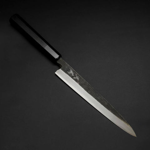 Yanagiba Blue Steel #2 Kurouchi Manche en Buffle et Ébène 210mm-[Musashi]-[Couteaux de cuisine japonais]