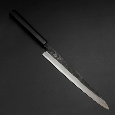 Yanagiba Blue Steel #2 Kurouchi Manche en Buffle et Ébène 240mm-[Musashi]-[Couteaux de cuisine japonais]