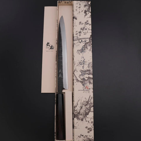 Yanagiba Blue Steel #2 Kurouchi Manche en Buffle et Ébène 260mm-[Musashi]-[Couteaux de cuisine japonais]