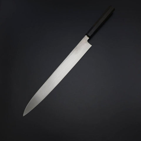 Yanagiba Blue Steel #2 Kurouchi Manche en Buffle et Ébène 300mm-[Musashi]-[Couteaux de cuisine japonais]