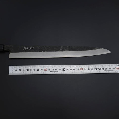 Yanagiba Blue Steel #2 Kurouchi Manche en Buffle et Ébène 300mm-[Musashi]-[Couteaux de cuisine japonais]