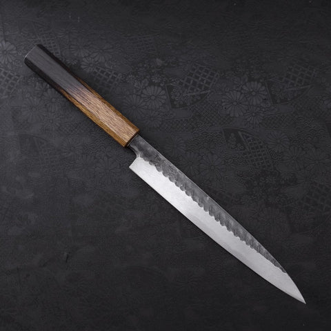 Yanagiba Blue Steel #2 Kurouchi Tsuchime Manche Yaki Urushi 210mm-[Musashi]-[Couteaux de cuisine japonais]