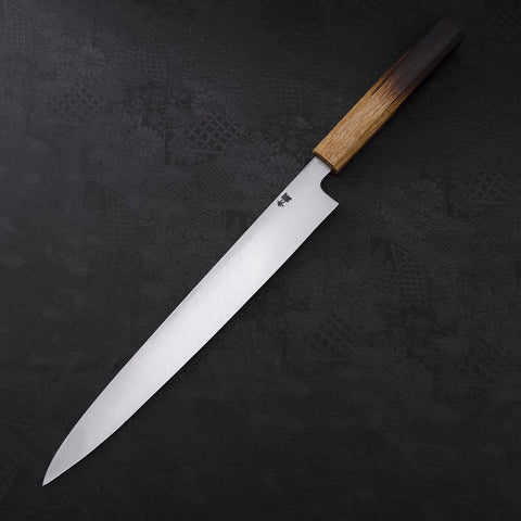 Yanagiba Blue Steel #2 Kurouchi Tsuchime Manche Yaki Urushi 270mm-[Musashi]-[Couteaux de cuisine japonais]