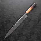 Yanagiba Blue Steel #2 Kurouchi Tsuchime Manche Yaki Urushi 300mm-[Musashi]-[Couteaux de cuisine japonais]