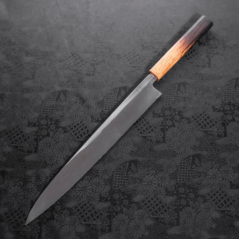 Yanagiba Blue Steel #2 Kurouchi Tsuchime Manche Yaki Urushi 300mm-[Musashi]-[Couteaux de cuisine japonais]