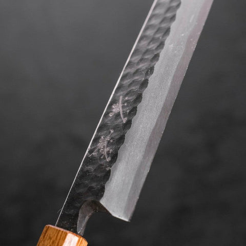 Yanagiba Blue Steel #2 Kurouchi Tsuchime Manche Yaki Urushi 300mm-[Musashi]-[Couteaux de cuisine japonais]