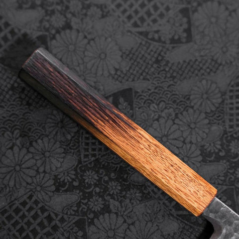 Yanagiba Blue Steel #2 Kurouchi Tsuchime Manche Yaki Urushi 300mm-[Musashi]-[Couteaux de cuisine japonais]