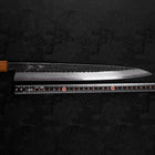 Yanagiba Blue Steel #2 Kurouchi Tsuchime Manche Yaki Urushi 300mm-[Musashi]-[Couteaux de cuisine japonais]