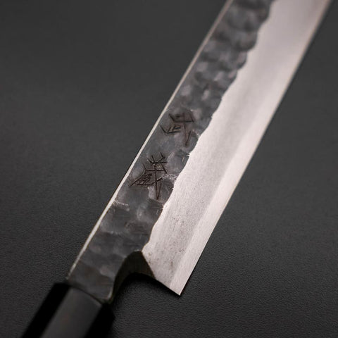 Yanagiba Blue Steel #2 Kurouchi Tsuchime Manche en Buffle et Ébène 230mm-[Musashi]-[Couteaux de cuisine japonais]