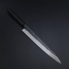 Yanagiba Blue Steel #2 Kurouchi Tsuchime Manche en Buffle et Ébène 260mm-[Musashi]-[Couteaux de cuisine japonais]