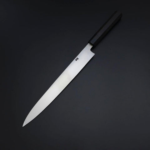 Yanagiba Blue Steel #2 Kurouchi Tsuchime Manche en Buffle et Ébène 270mm-[Musashi]-[Couteaux de cuisine japonais]
