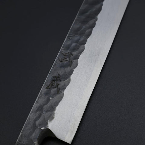 Yanagiba Blue Steel #2 Kurouchi Tsuchime Manche en Buffle et Ébène 270mm-[Musashi]-[Couteaux de cuisine japonais]