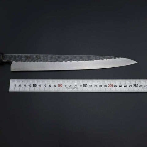 Yanagiba Blue Steel #2 Kurouchi Tsuchime Manche en Buffle et Ébène 270mm-[Musashi]-[Couteaux de cuisine japonais]