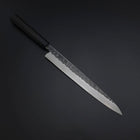 Yanagiba Blue Steel #2 Kurouchi Tsuchime Manche en Buffle et Ébène 270mm-[Musashi]-[Couteaux de cuisine japonais]