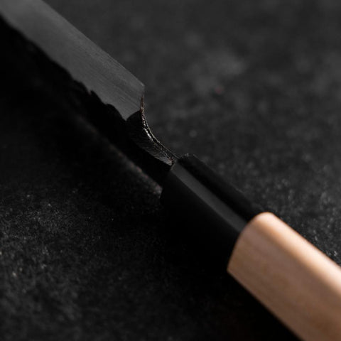 Yanagiba Blue Steel #2 Kurouchi Tsuchime Manche en Magnolia 270mm-[Musashi]-[Couteaux de cuisine japonais]